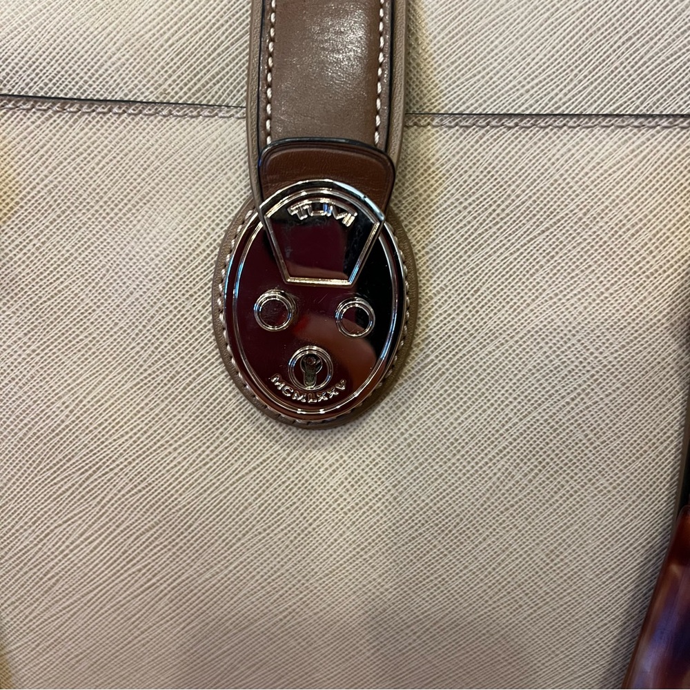 Tumi Voyageur Bailey Business Tote Shoulder Bag Leather Tan Brown Work Travel - Picture 5 of 15